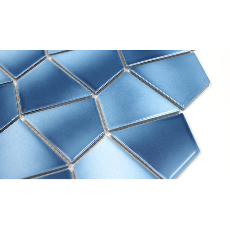 Diamond Series 2" x 3" Porcelain Mosaic Tile, Shades of Blue