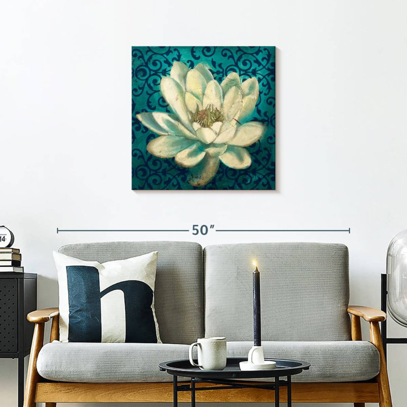 Harnek Water Lily On Teal, 24" H x 24" W