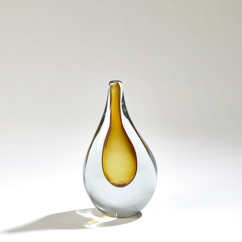 Stretched Neck Vase-Amber-Sm