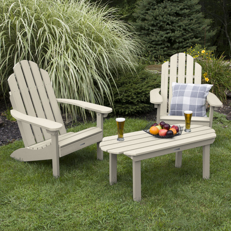Chaise Adirondack en plastique avec table Anette, Blanchir