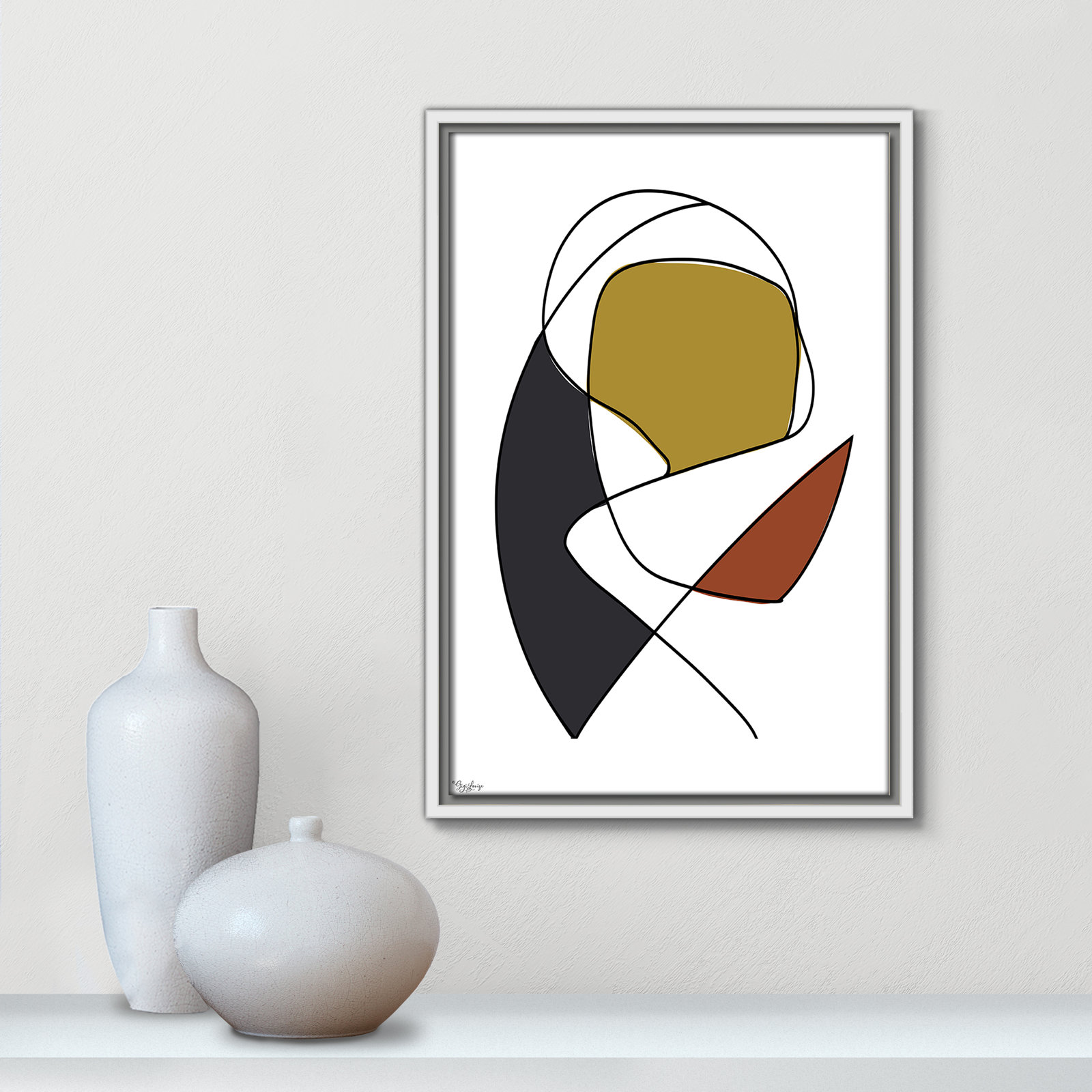 Paige "Abstract Tribeca 3" Print, 19.5" H x 13.5" W x 2" D, White