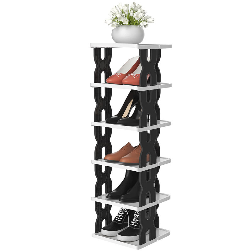 6 Pair Stackable Shoe Rack, Black
