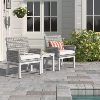 Travira 3-Piece Armchair and End Table Conversation Set Powder Coated Aluminum Lite-Core Charcoal