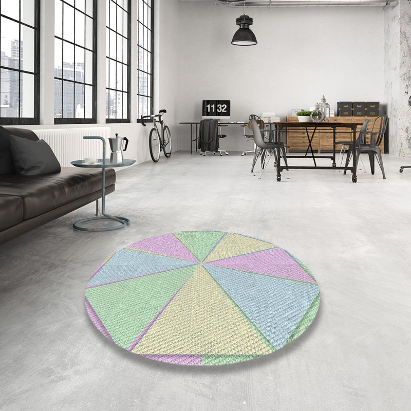 Motif géométrique rose Tapis décoratif, Rond 3 pi