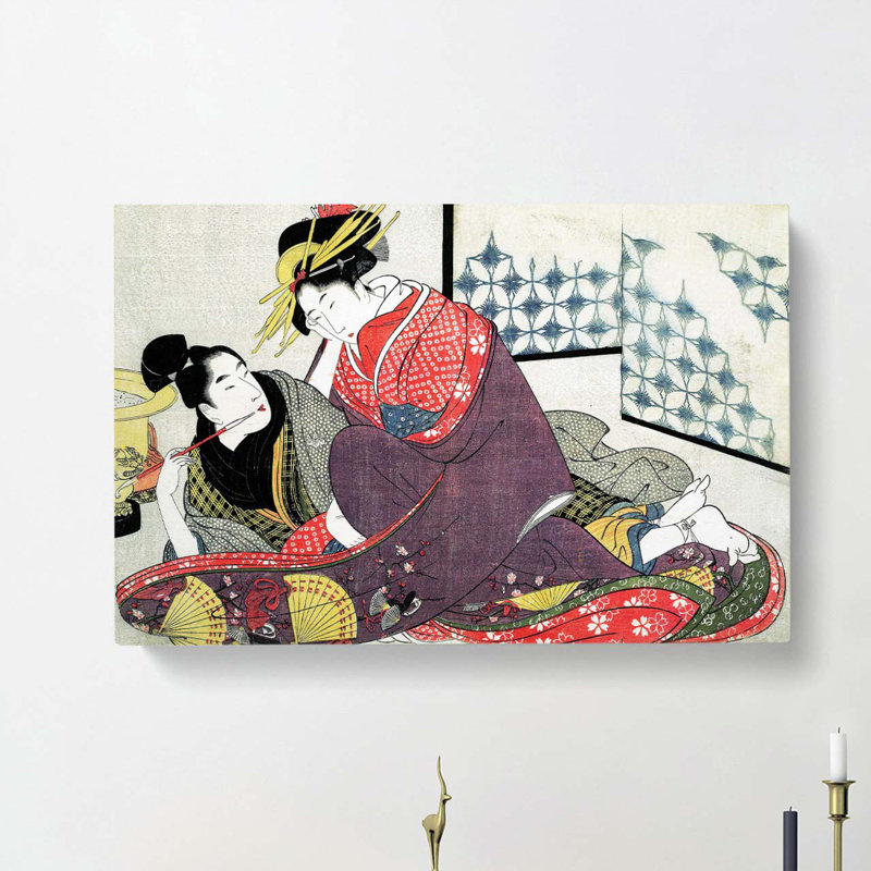The Two Lovers by Kitagawa Utamaro - Wrapped Canvas, 50cm H x 76cm W x 3cm D