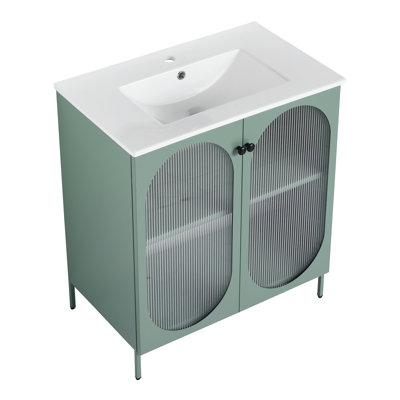 Meuble-lavabo autoportant de 30 pouces avec comptoir en céramique