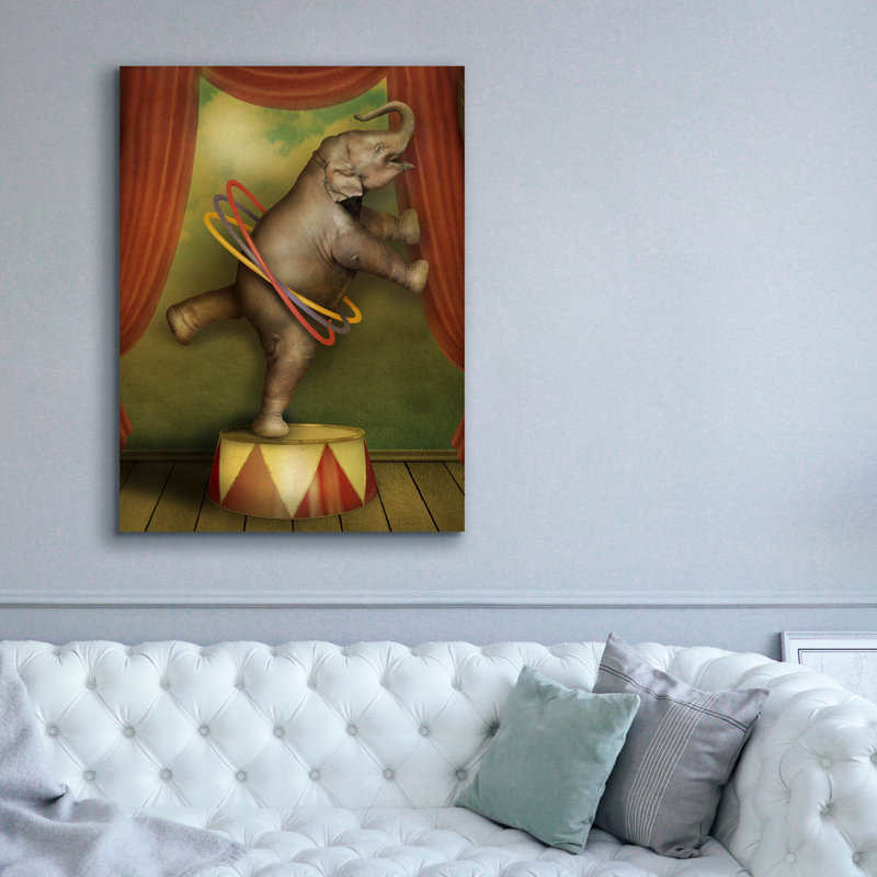  «Circus Elephant» par John Hovenstine, art mural sur toile, 40 po x 54 po