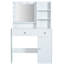Bureau de meuble-lavabo avec 12 ampoules, 3 modes, surface en verre, armoire, tiroirs, rangement, blanc, plateau à maquillage, charge, stable et-96122447