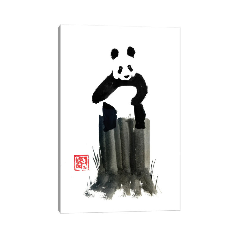 Panda On The Cut Tree by Péchane - Painting on Canvas, Wrapped Canvas, 101.6 cm H x 66.04 cm W x 1.91 cm D