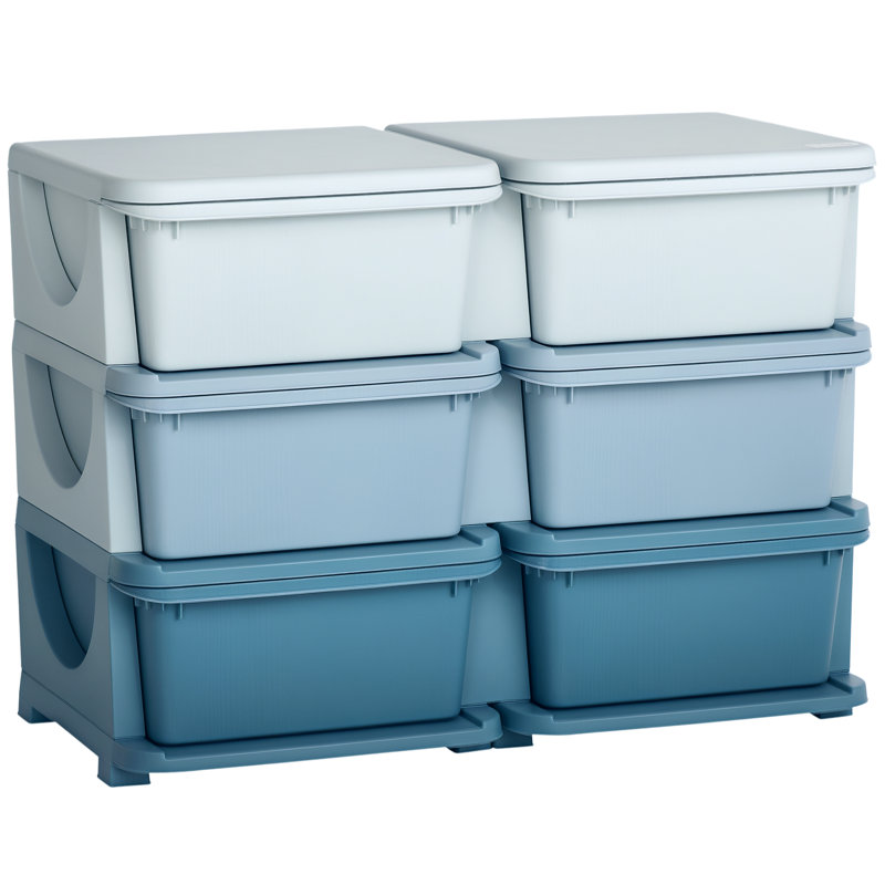 Bendet 6 Drawers Plastic Kids Storage Units 3 Tier Children Toy Chest, Blue