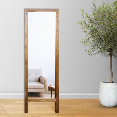 Miroir Elegant Cheval, cadre en bois massif, 17,7 po x 57,1 po | 100% bois naturel, épaisseur du cadre: 0,8 po, épaisseur du miroir: 0,2 po | Fixation murale, traditionnelle, parfaite pour les vestiaires et les chambres à coucher