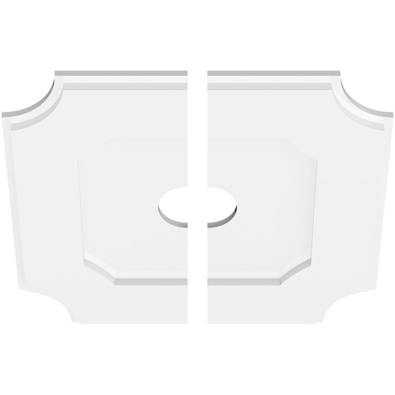 Médaillon de plafond contemporain en PVC de qualité architecturale Locke, deux pièces, H 1 po x l 18 po x P 18 po