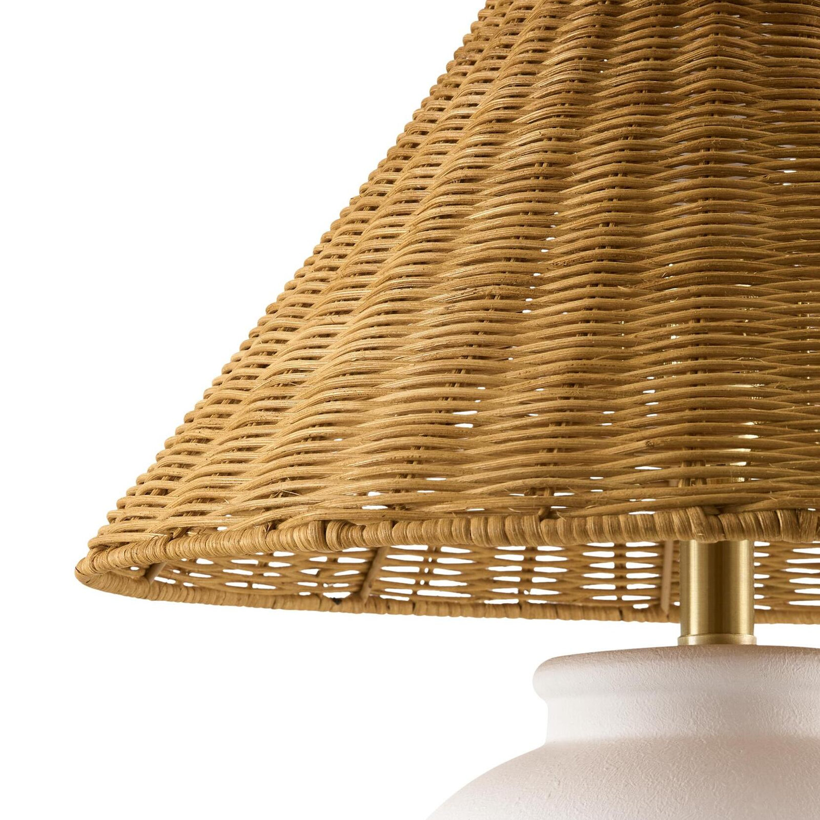Chemise 22" Ceramic Table Lamp, Rattan, White
