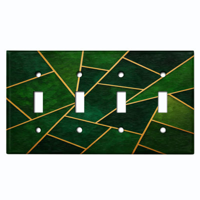 Couvercle de plaque d'interrupteur en métal; Bascule de taille standard 2 US - motif de carreaux verts