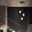 Lustre noir 3 lumières avec abat-jour en verre blanc-2047579172