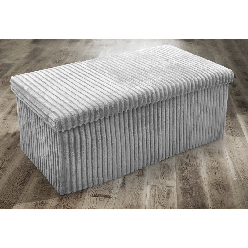 38 CORDUROY STORAGE BOX, 38cm H x 80cm W x 7cm D, Silver