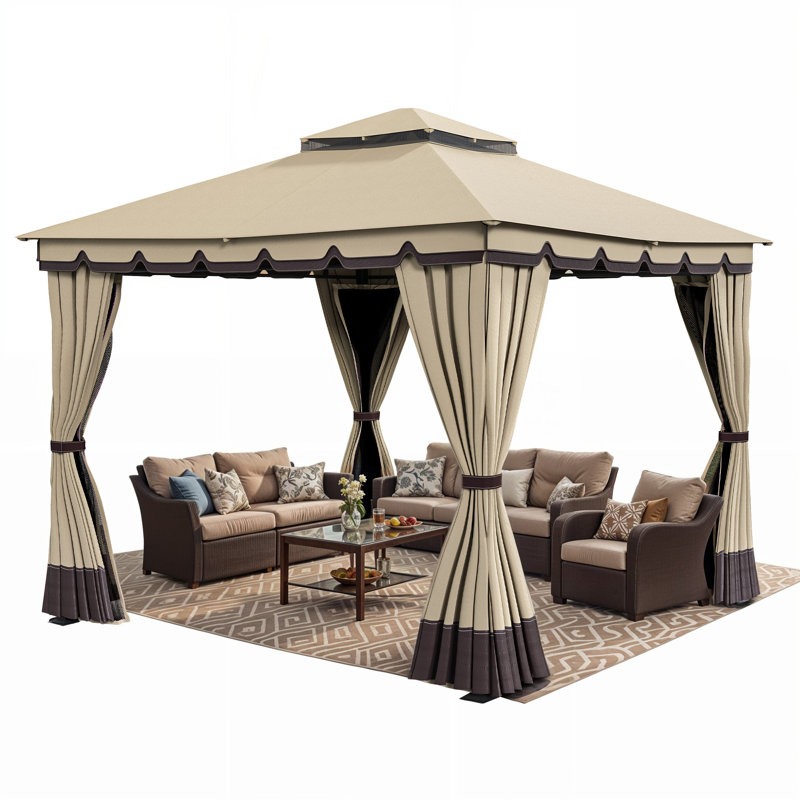 Soft Roof Gazebos Steel Patio Gazebo, 10 Ft. W x 10 Ft. D