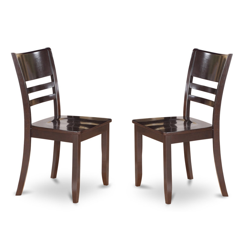Chaises de salle à manger Lynfield - Ensemble de 2 chaises en bois massif à dossier échelle, Cappuccino, Cappuccino