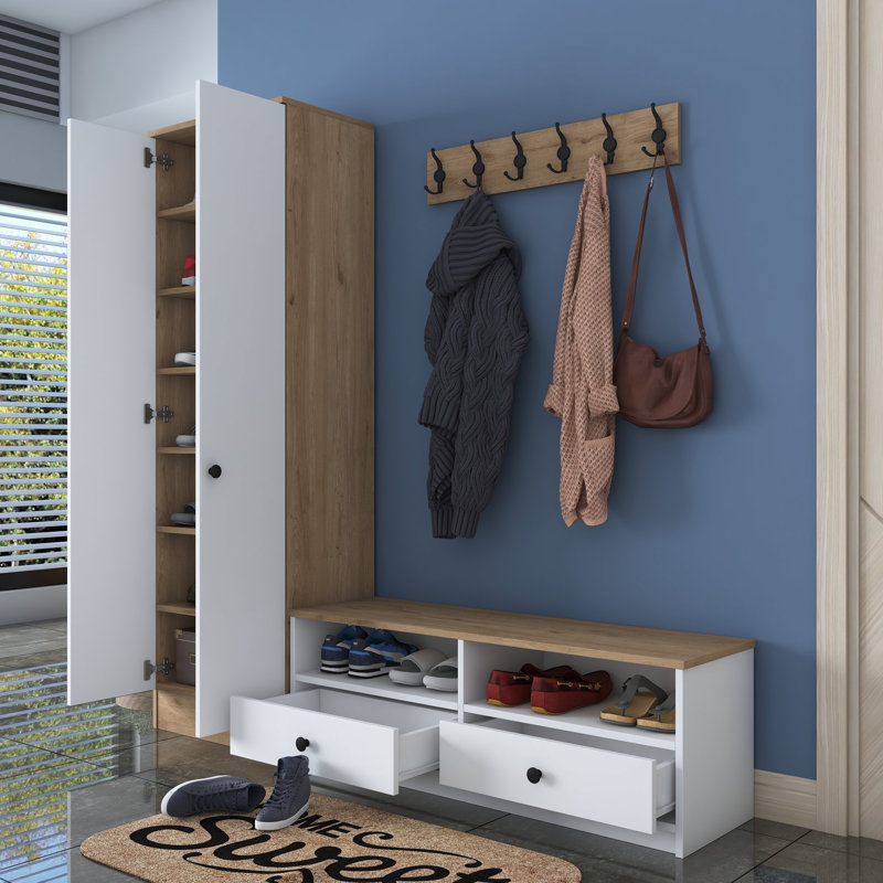 Portemanteau avec banc et rangement pour chaussures, Non