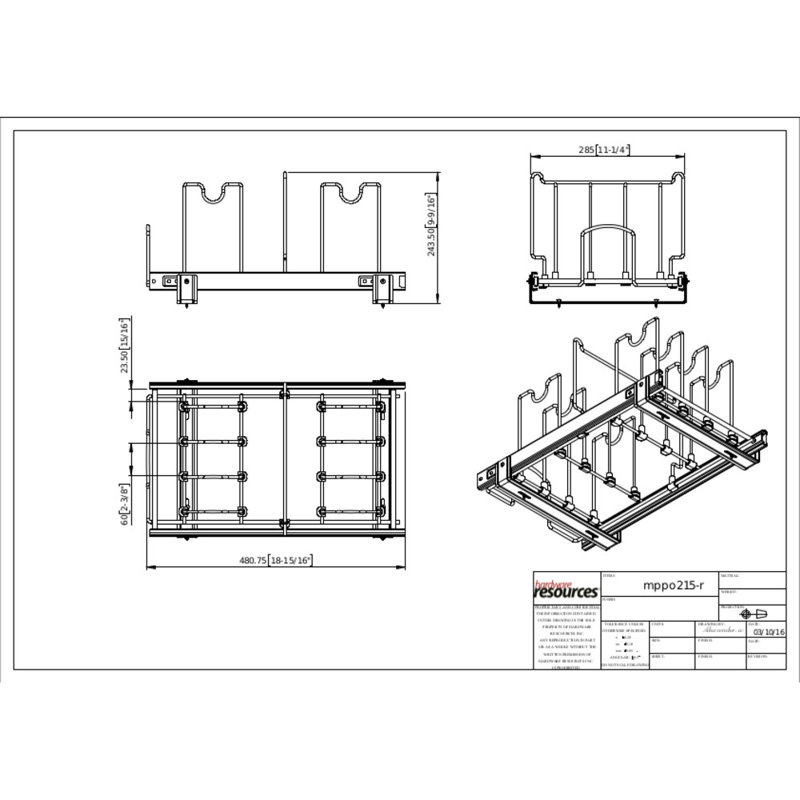 Cookware Organizer for 15" Base Cabinet