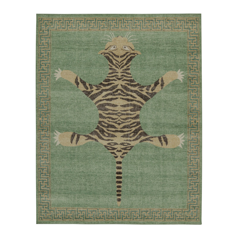 Distressed Homage Handmade Kilim Wool Animal Print Area Rug, Runner 3' x 12'