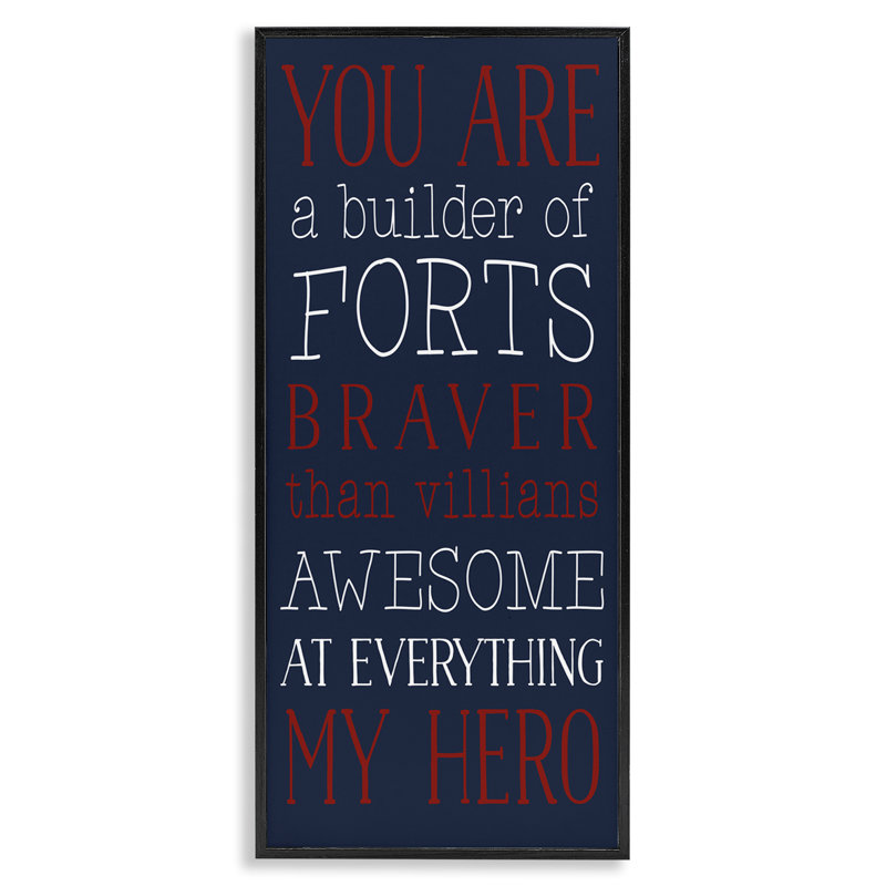 You Are My Hero, art de la giclée encadrée par Masey St. Studios, H 24 po x l 10 po, Giclée encadrée noir minuit