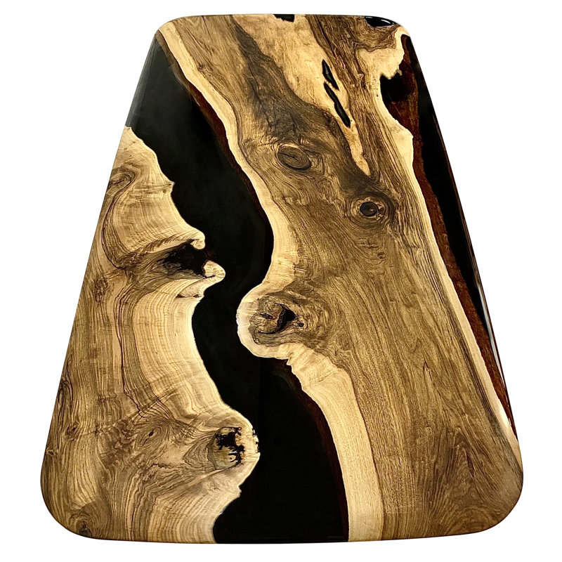 Evohe Walnut Wood Dining Table, 48" W x 108.3" L, Polished Brass