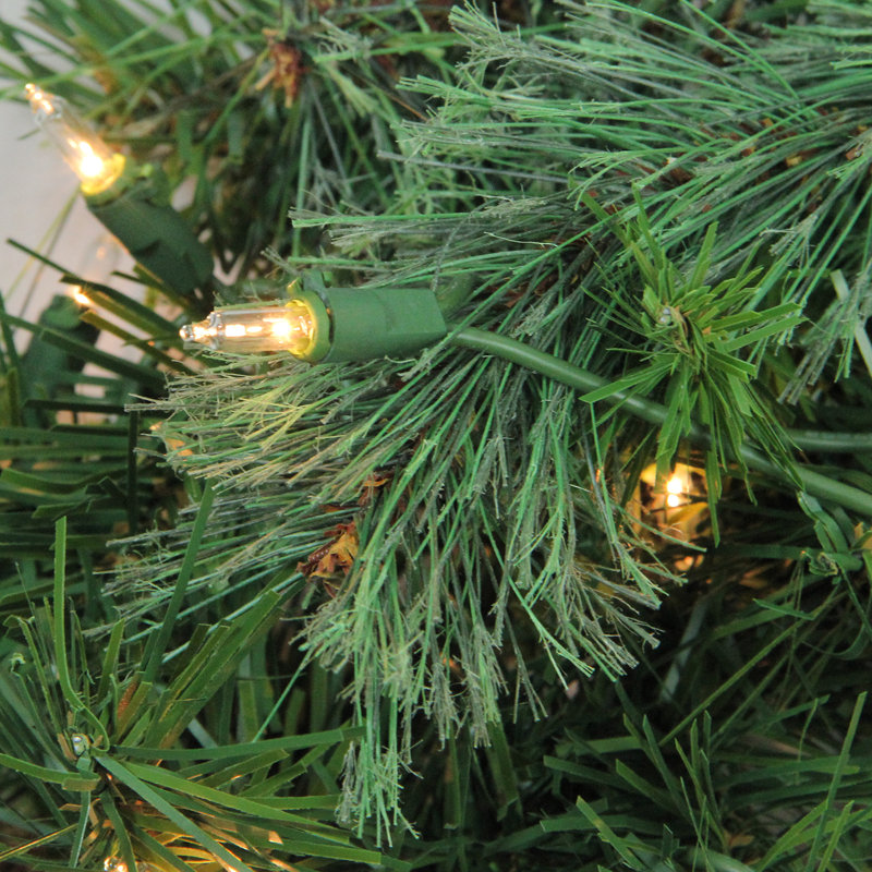 Couronne de Noël artificielle pré-éclairée en pin cachemire 24 pouces avec lumières claires