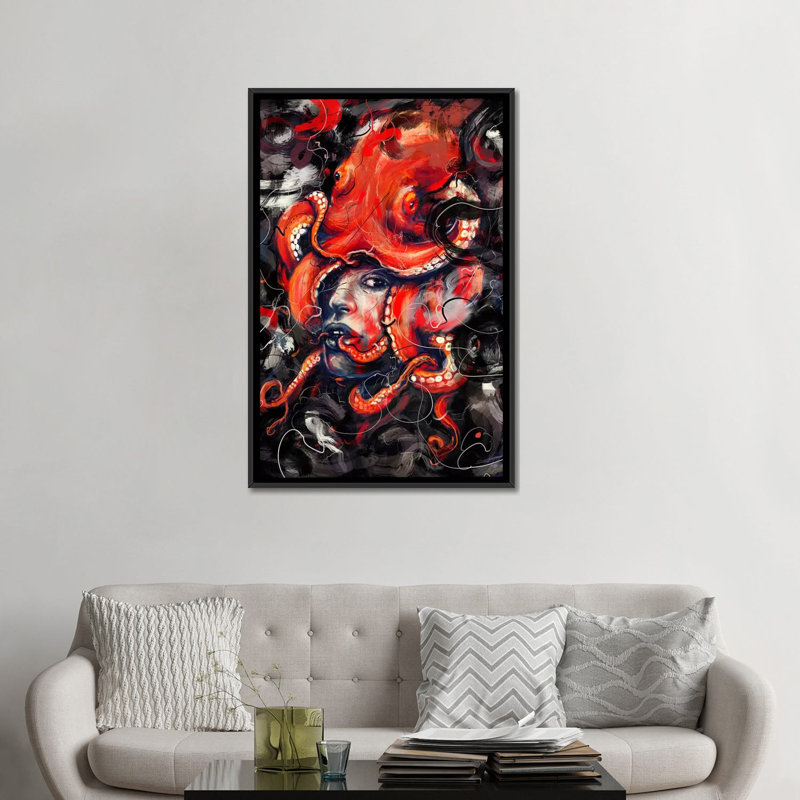 « empress octo », impression sur toile, Toile avec cadre noir, Pas de tapis, H 48 po x l 32 po x P 1,5 po