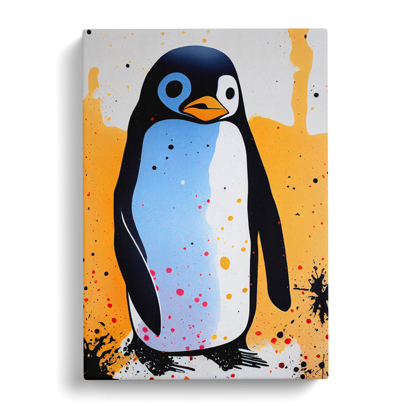 Penguin Graffiti No.2 - Wall Art, Wrapped Canvas, 76cm H x 50cm W, No Matte