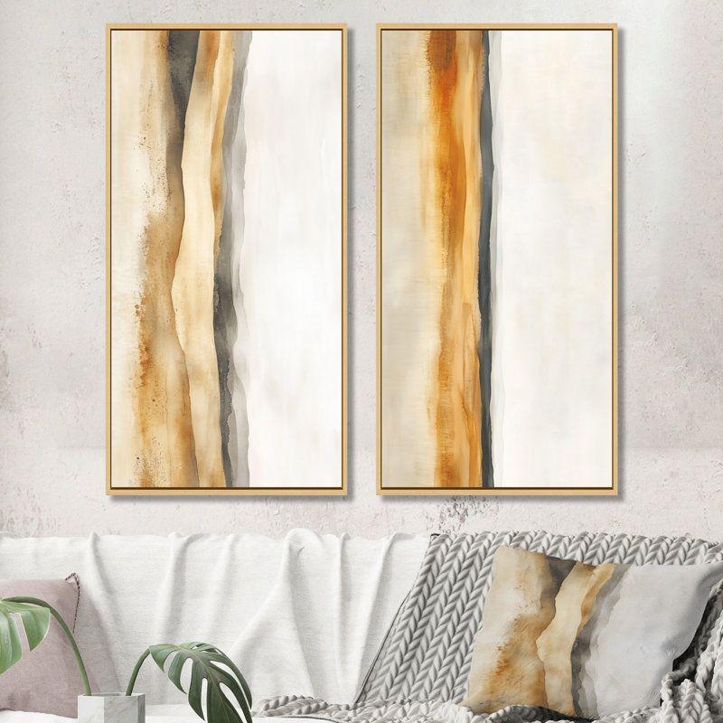 «Neutral Abstract», art mural 2 pièces, superposition de couches abstraites sur le terrain, H 40 po x l 40 po