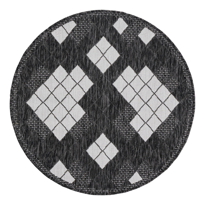 Geometric Indoor / Outdoor Rug, Round 3'3"
