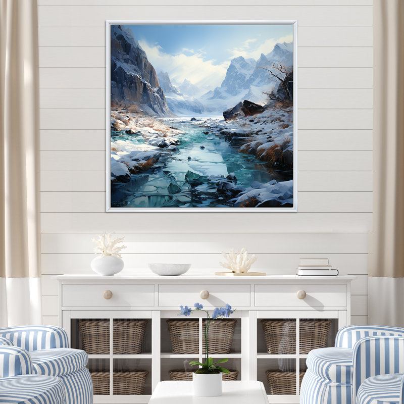 «Island Glacier Charm in Winter», reproduction, Cadre flottant blanc, 30" H x 30" W