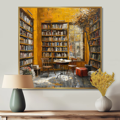 «Yellow Red», rustique, bibliothèque, bibliothèque, impression d'art mural