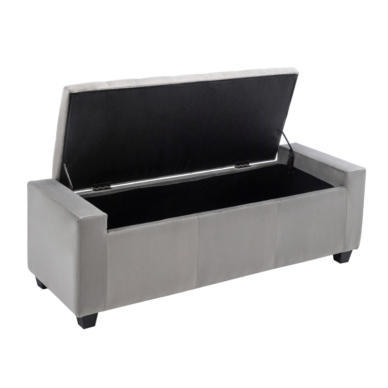 Banc de rangement rembourré en velours Muneeb, Gris