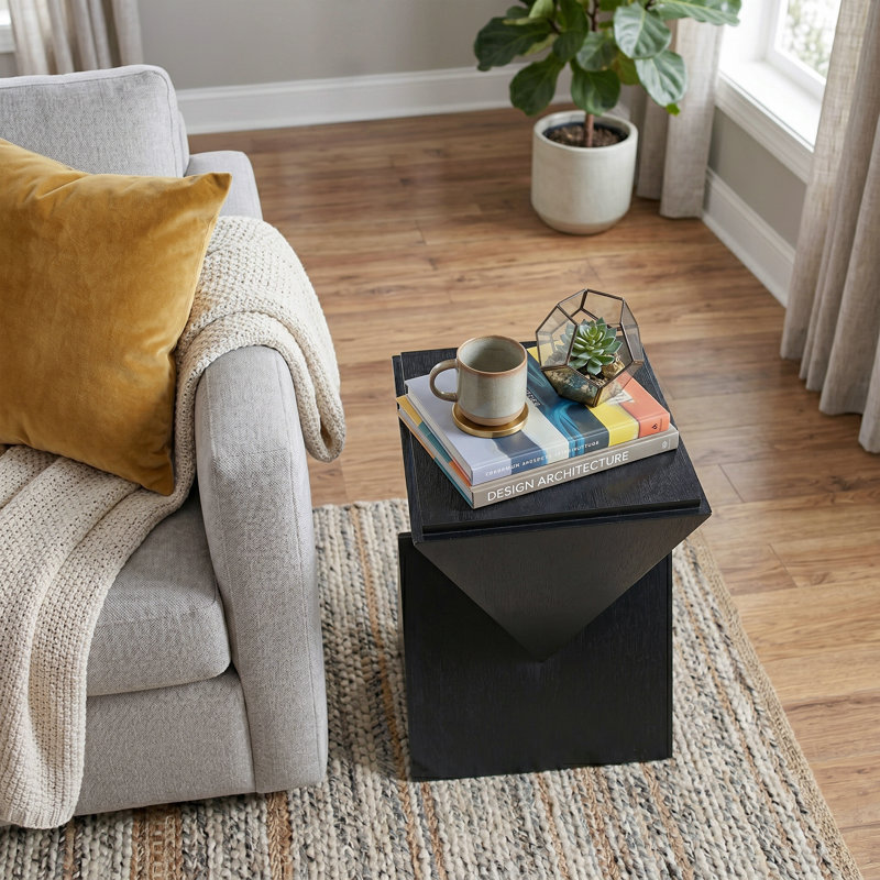 Table de bout à motif géométrique Modern Farmhouse, Black