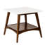 Table de bout blanche avec base en pacane, tablette de rangement disponible, assemblage requis, tablette de 22 po de hauteur et bois, 24 po x 22 po x 24 po-1472143852