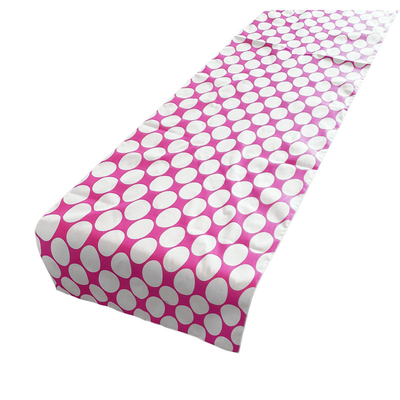 Large Circle Dots Print Table Runner, 90" L x 12" W, White/Fuchsia