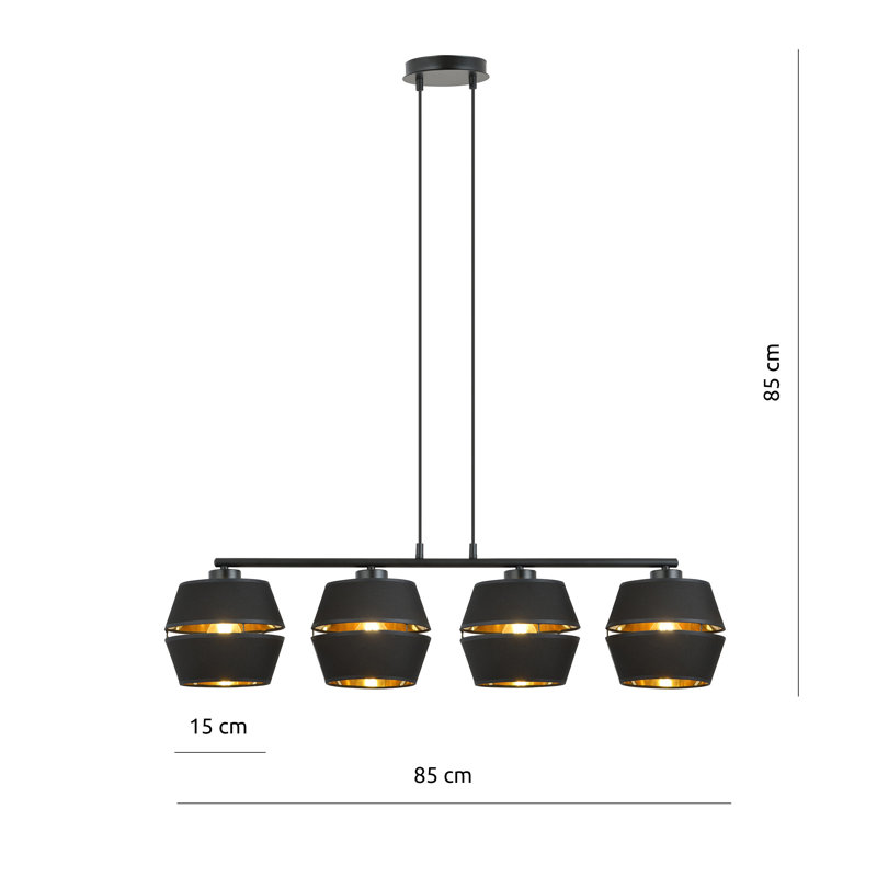 Iesha 4 - Light Steel Pendant, Black/Gold