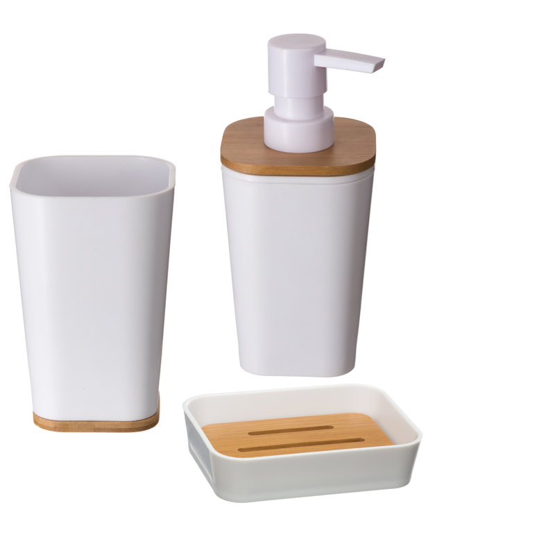 Coppedge 3 Piece Black Bathroom Accessory Set, White