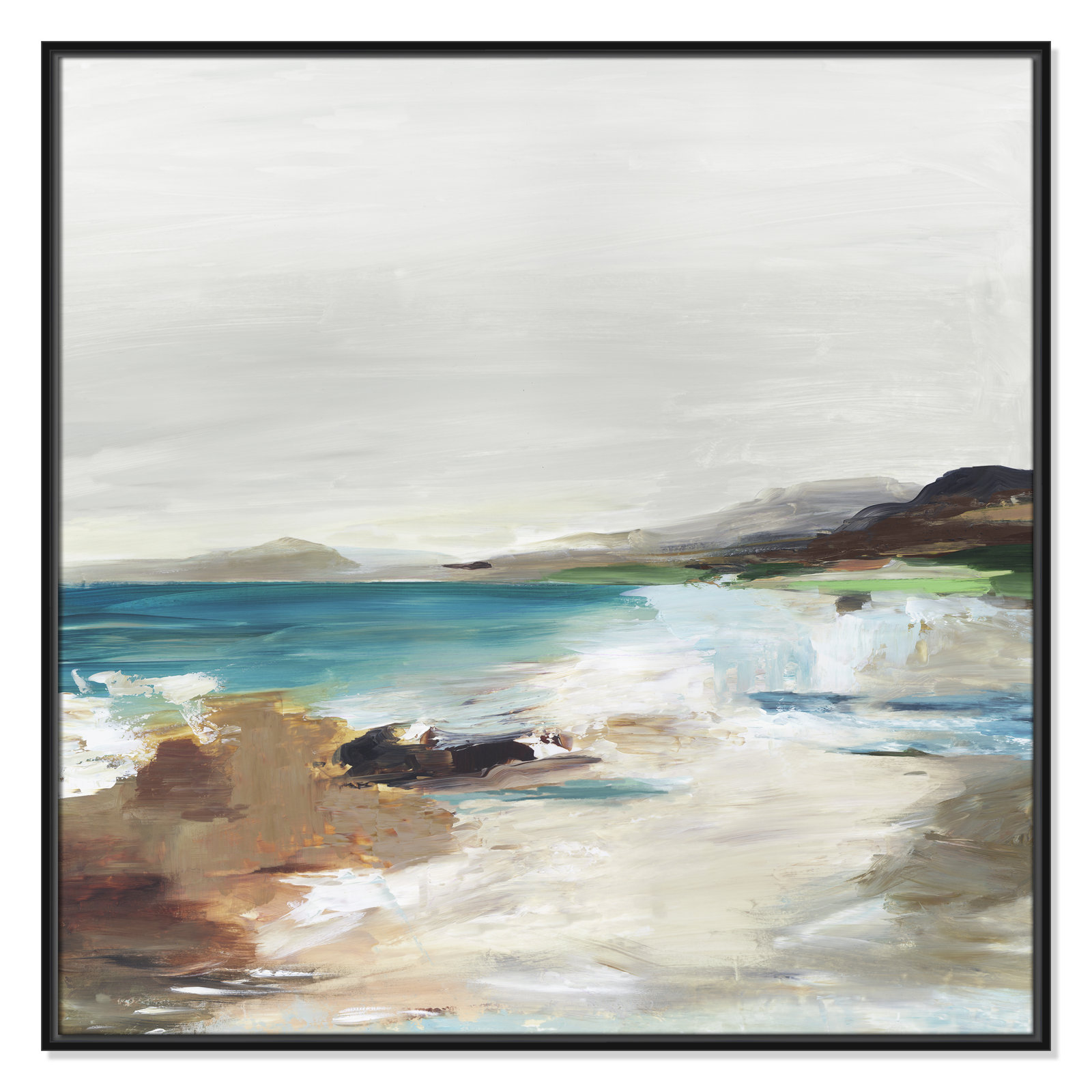 Edan "Calm Lake II" Print by Allison Pearce, Black Framed, 37.5" H x 37.5" W