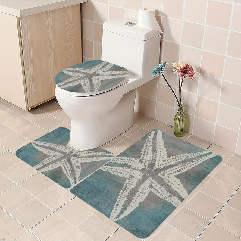 Weathered Starfish Bathroom Rug Kit 3 Pack