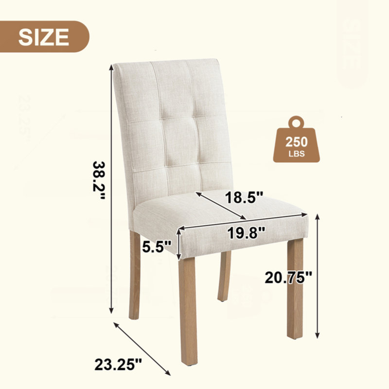 Ensemble de 4 chaises de salle à manger, chaises de salle à manger modernes avec dossier et chaises de cuisine en tissu avec pieds en bois