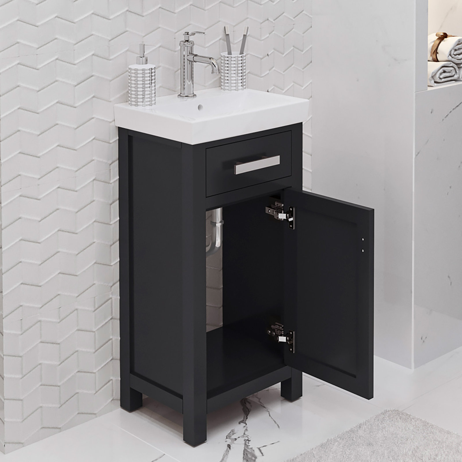 Caitlyn 17.3'' Single Bathroom Vanity, Black