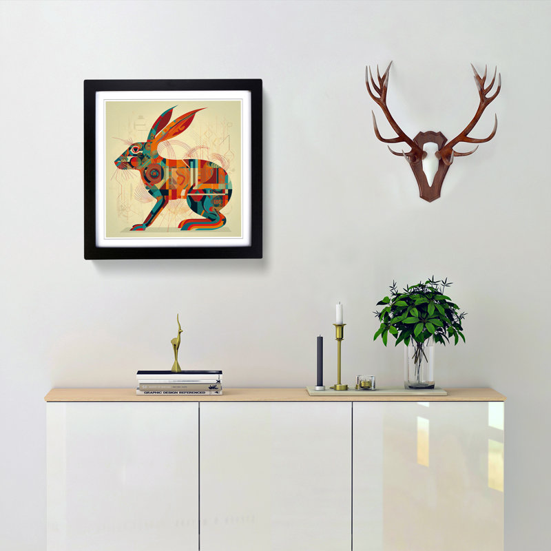 Hare Constructivism No.3 - Framed Print, Black