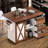 55.5-inch Farmhouse Kitchen Island (white): With Folding Panels, Barn Doors, Electrical Outlets, Wheeled Cart With Spice Rack For Homes And More.