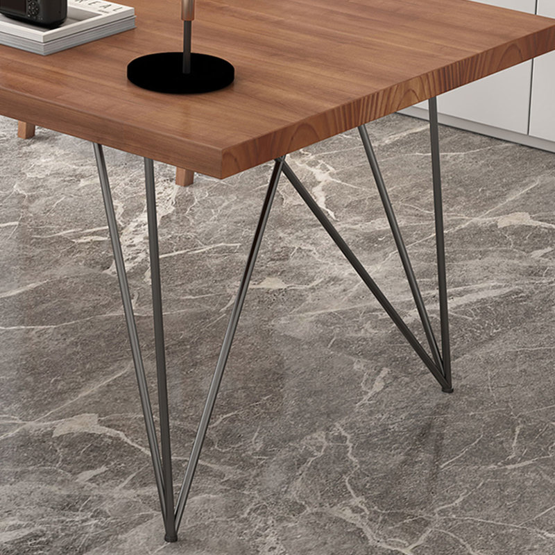 55" Walnut Rectangular Solid Wood desks, 29.53" H x 86.61" W x 35.43" D