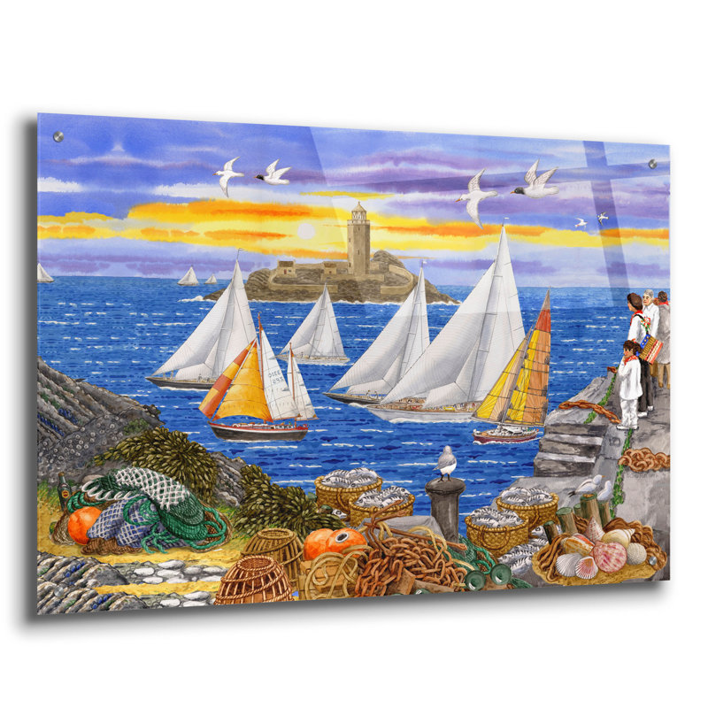 Art mural en verre épique «Sunset Sails» par Gale Pitt, 36 po x 24 po, H 24 po x l 36 po