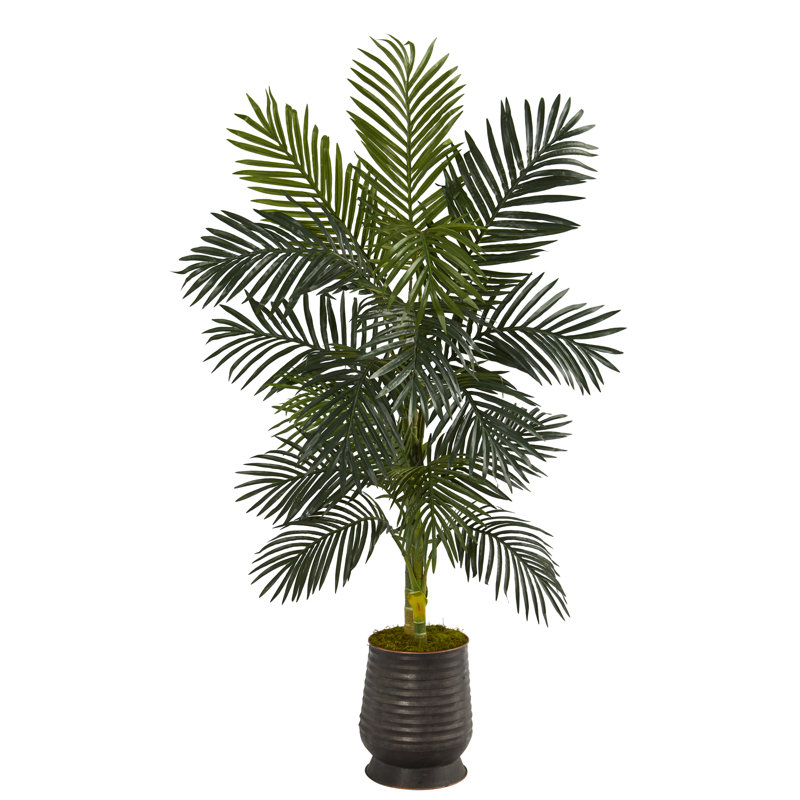 62'' Faux Palm Tree in Metal Planter