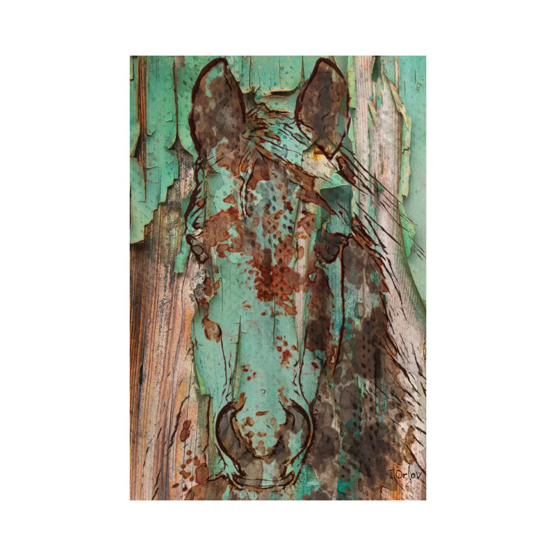 Green Horse by Irena Orlov - Print on Canvas, 20.32 cm H x 30.48 cm W, Wrapped Canvas